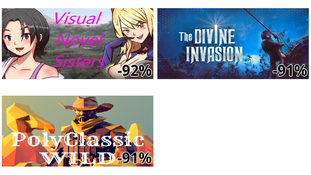 Visual Novel Sisters (-92%)
The Divine Invasion (-91%)
PolyClassic: Wild (-91%)