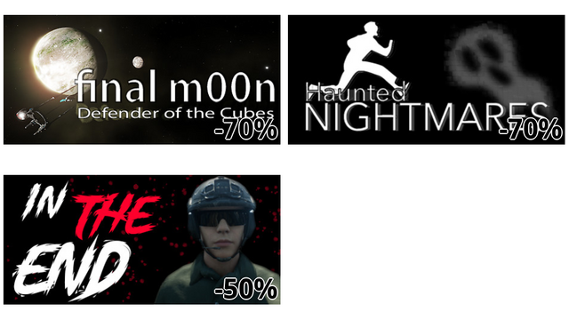 final m00n - Defender of the Cubes (-70%)
Haunted Nightmares (-70%)
In The End (-50%)