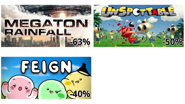 Megaton Rainfall (-63%)
Unspottable (-50%)
Feign (-40%)