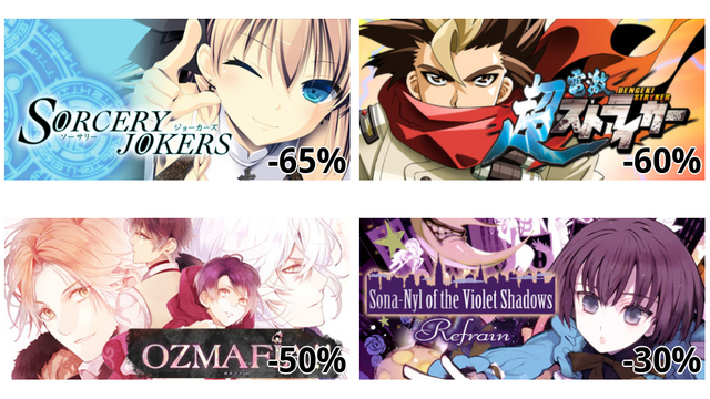 Sorcery Jokers All Ages Version (-65%)
Cho Dengeki Stryker All Ages Version (-60%)
OZMAFIA!! (-50%)
Sona-Nyl of the Violet Shadows Refrain (-30%)