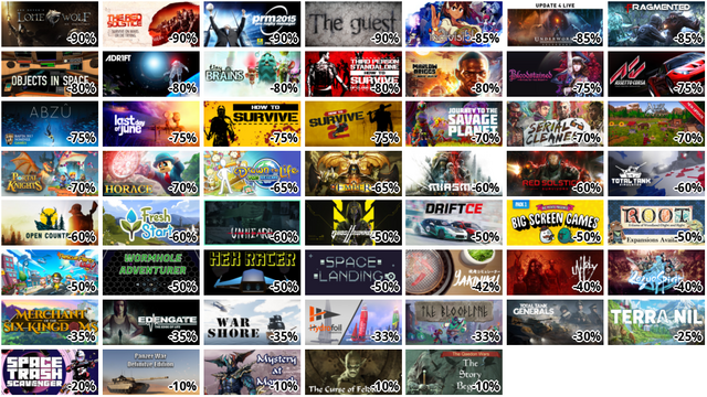 Joe Dever's Lone Wolf HD Remastered (-90%)
The Red Solstice (-90%)
Pro Rugby Manager 2015 (-90%)
The Guest (-90%)
Indivisible (-85%)
Underworld Ascendant (-85%)
Fragmented (-85%)
Objects in Space (-80%)
ADR1FT (-80%)
Tiny Brains (-80%)
How To Survive: Third Person Standalone (-80%)
Marlow Briggs and the Mask of Death (-80%)
Bloodstained: Ritual of the Night (-75%)
Assetto Corsa (-75%)
ABZU (-75%)
Last Day of June (-75%)
How to Survive (-75%)
How to Survive 2 (-75%)
Journey To The Savage Planet (-70%)
シリアルクリーナーズ (-70%)
Alek - The Lost Kingdom (-70%)
Portal Knights (-70%)
Horace (-70%)
Drawn to Life: Two Realms - ドローン トゥ ライフ 〜 2つの王国 〜 (-65%)
Ember (-65%)
Miasma Chronicles (-60%)
Red Solstice 2: Survivors (-60%)
Total Tank Simulator (-60%)
Open Country (-60%)
Fresh Start Cleaning Simulator (-60%)
Unheard ー罪の代弁ー (-60%)
Ghostrunner 2 (-50%)
DRIFT CE (-50%)
Big Screen Games - Pack 1 (-50%)
Root (-50%)
Rescue Party: Live! (-50%)
Wormhole Adventurer (-50%)
Hex Racer (-50%)
Space landing (-50%)
焼肉シミュレーター (-42%)
Unholy (-40%)
Rogue Spirit (-40%)
Merchant of the Six Kingdoms (-35%)
EDENGATE: The Edge of Life (-35%)
War Shore (-35%)
Hydrofoil Generation (-33%)
The Bloodline (-33%)
Total Tank Generals (-30%)
Terra Nil (-25%)
Space Trash Scavenger (-20%)
Panzer War : Definitive Edition (-10%)
Mystery at Morgoth (-10%)
The Curse of Feldar Vale (-10%)
The Qaedon Wars - The Story Begins (-10%)