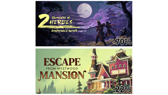 Chronicles of 2 Heroes: Amaterasu's Wrath (-70%)
Escape From Mystwood Mansion (-22%)