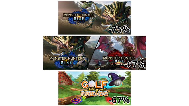MONSTER HUNTER RISE (-75%)
Monster Hunter Rise + Sunbreak (-67%)
Golf With Your Friends (-67%)