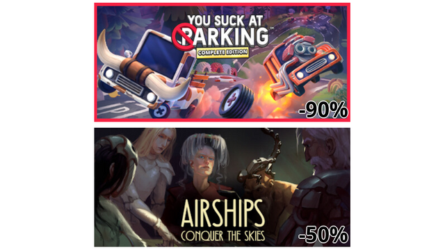 You Suck at Parking 、とめられるもんならとめてみな (-90%)
Airships: Conquer the Skies (-50%)