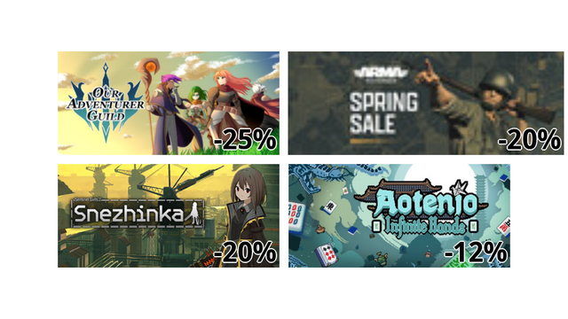 Our Adventurer Guild (-25%)
Arma Reforger (-20%)
救国のスネジンカ:Sentinel Girls2 (-20%)
青天井:無限役 (-12%)