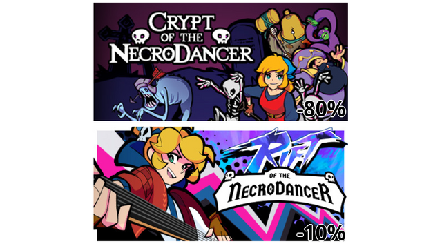 Crypt of the NecroDancer (-80%)
Rift of the NecroDancer (-10%)